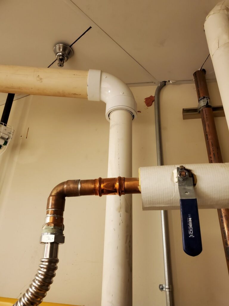 Copper water line with ball shutoff valve installed by DMS Plumbing